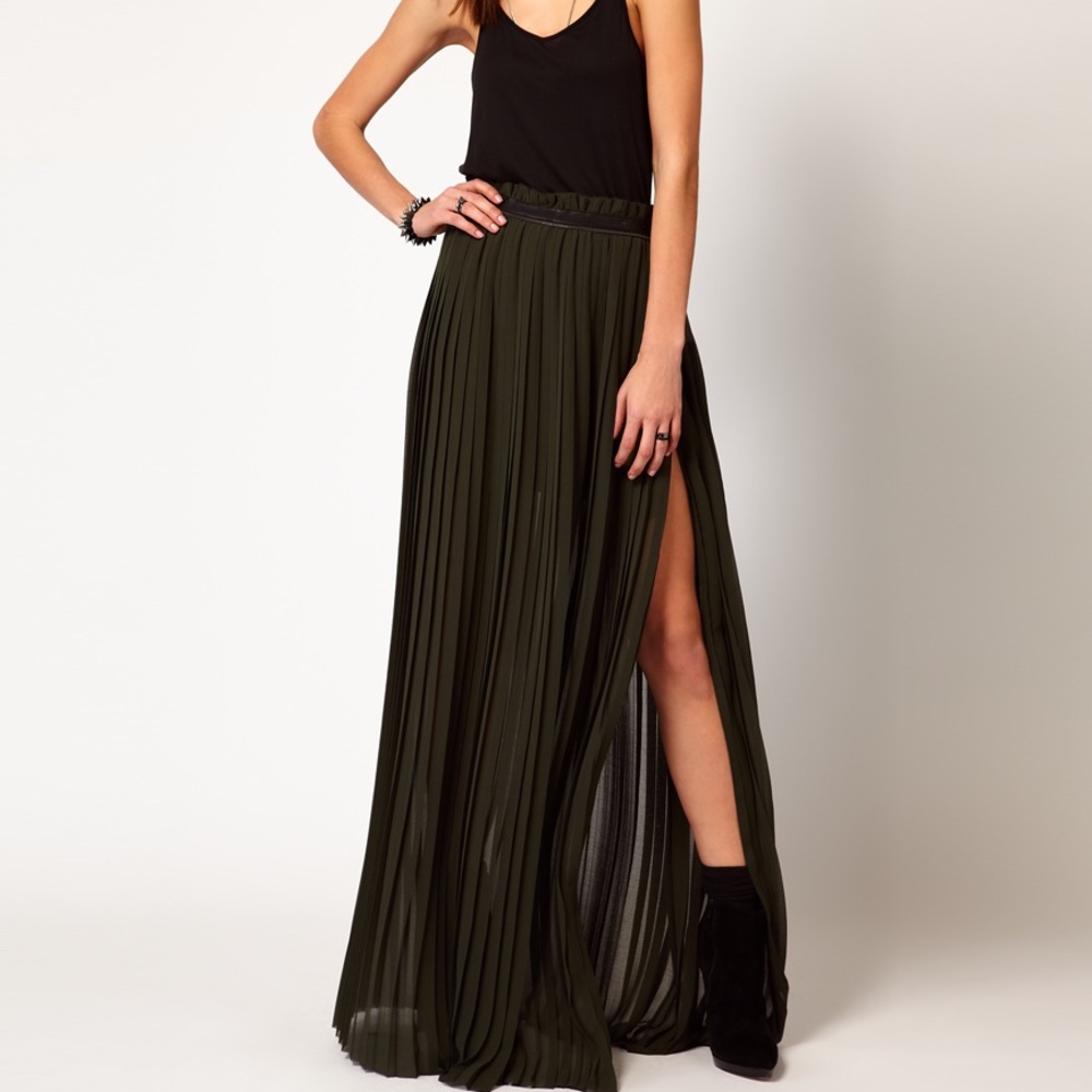 Diesel maxi wrap skirt with leather snap detail